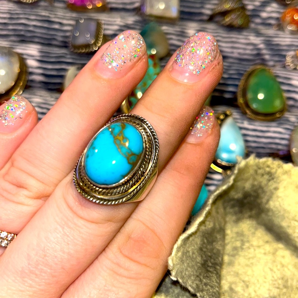 **Host Pick** Turquoise 925 Sterling Silver Ring Size 7.5
